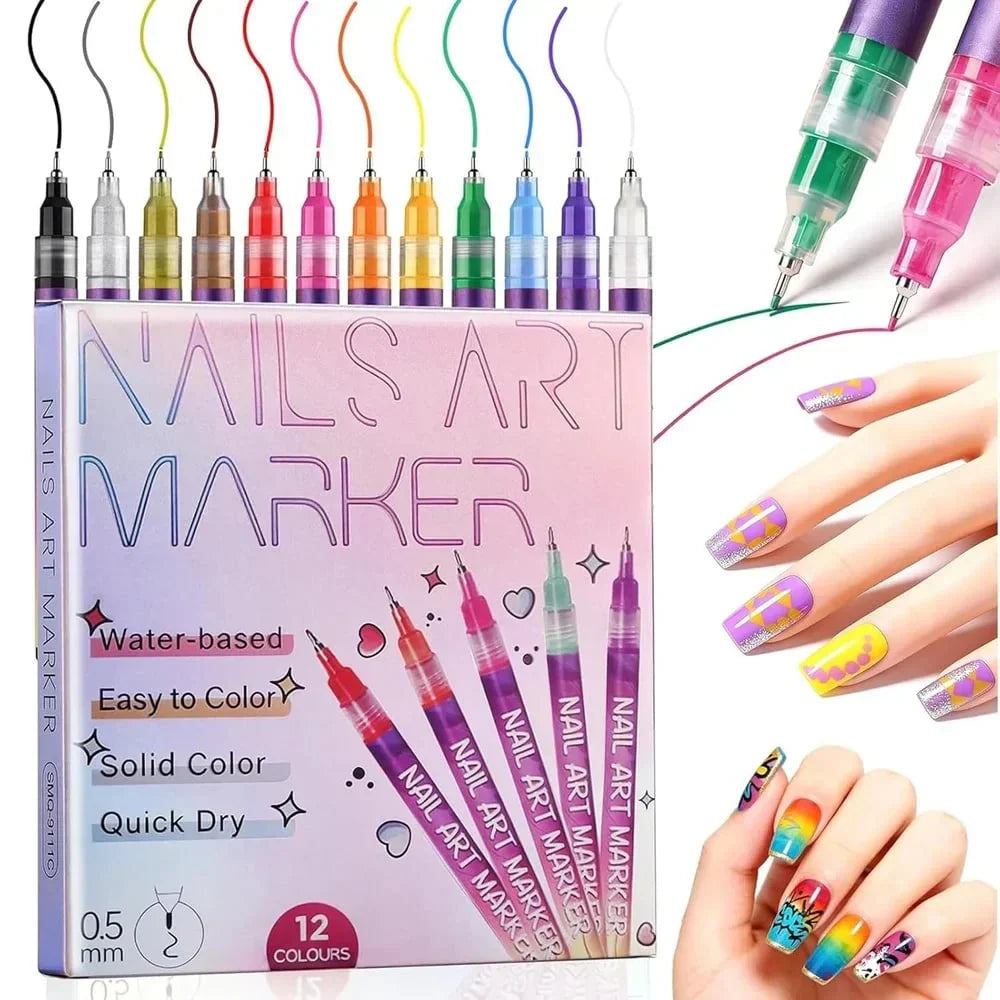 Nail Art Marker Pens Set (12 Pcs/Set)